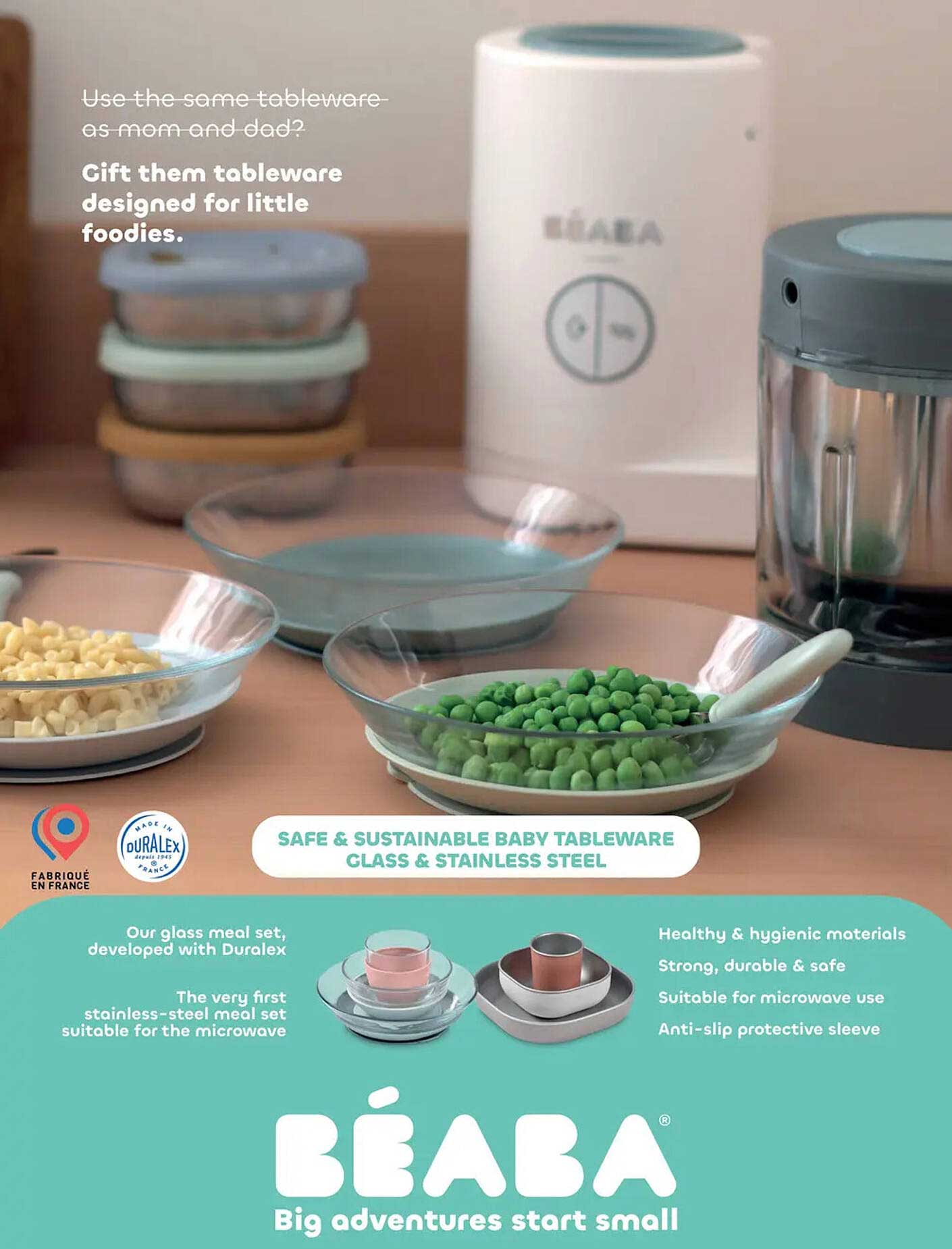 SAFE & SUSTAINABLE BABY TABLEWARE GLASS & STAINLESS STEEL