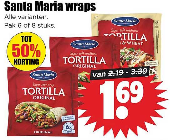 Santa Maria wraps Alle varianten. Pak 6 of 8 stuks. TOT 50% KORTING