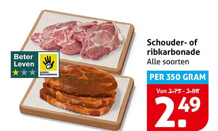 Schouder- of ribkarbonade Alle soorten PER 350 GRAM