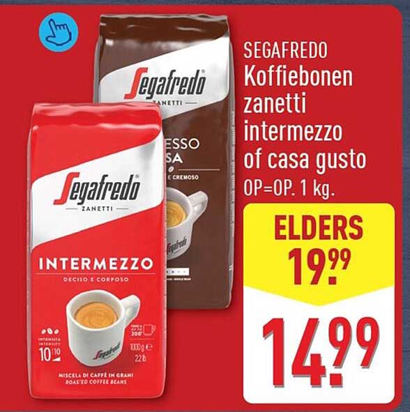 SEGAFREDO Koffiebonen zanetti intermezzo of casa gusto OP=OP. 1 kg.
