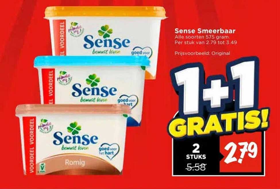 Sense Smeerbaar 1+1 gratis