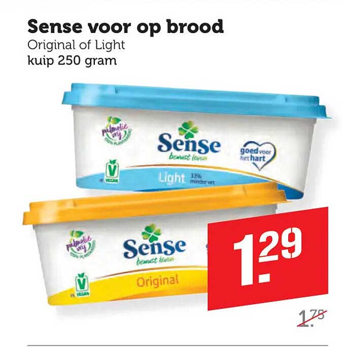 Sense voor op brood Original of Light kuip 250 gram