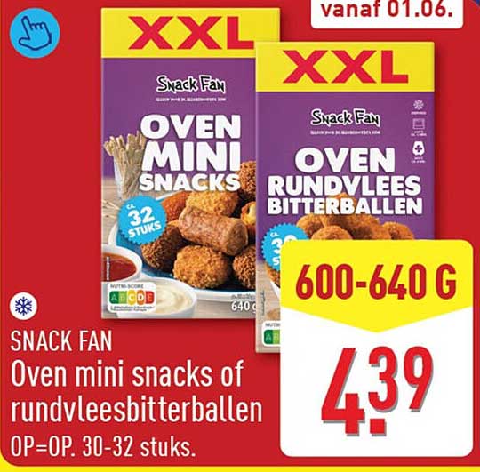 SNACK FAN Oven mini snacks of rundvleesbitterballen OP=OP. 30-32 stuks.
