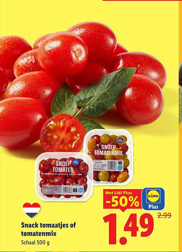 Snack tomaatjes of tomatenmix Met Lidl Plus -50%