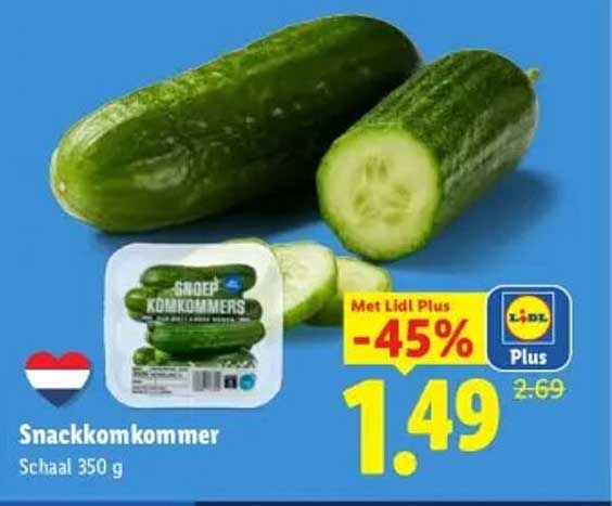 Snackkomkommer Schaal 350 g Met Lidl Plus -45%