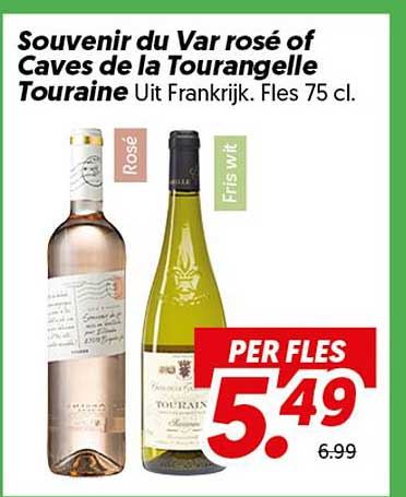 Souvenir du Var rosé of Caves de la Tourangelle Touraine Uit Frankrijk. Fles 75 cl.
