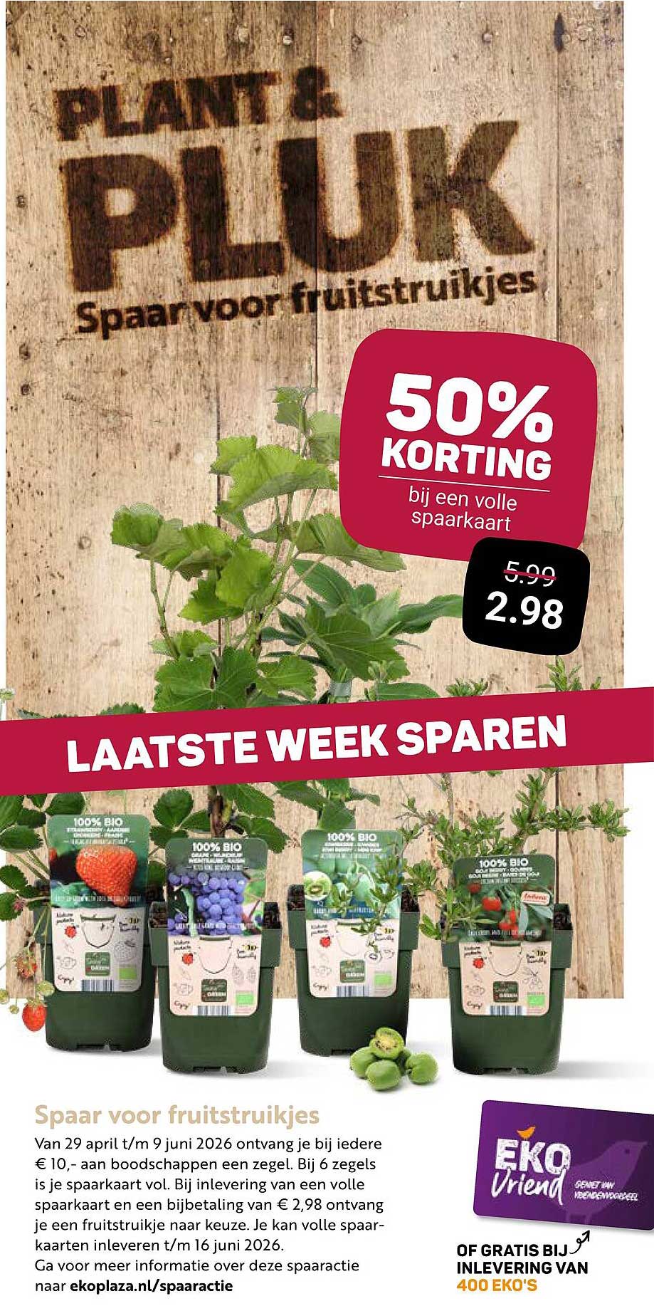 Spaar voor fruitstruikjes 50% KORTING bij een volle spaarkaart