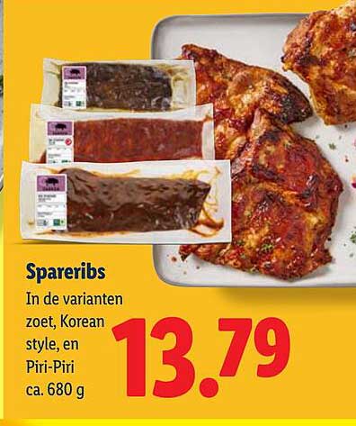 Spareribs In de varianten zoet, Korean style, en Piri-Piri ca. 680 g