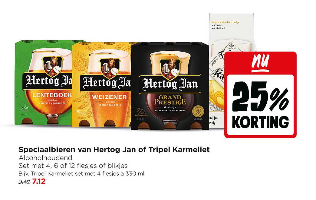 Speciaalbieren van Hertog Jan of Tripel Karmeliet 25% korting