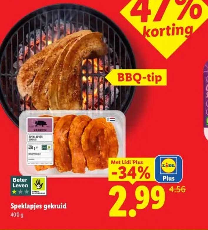 Speklapjes gekruid 400 g Met Lidl Plus -34%