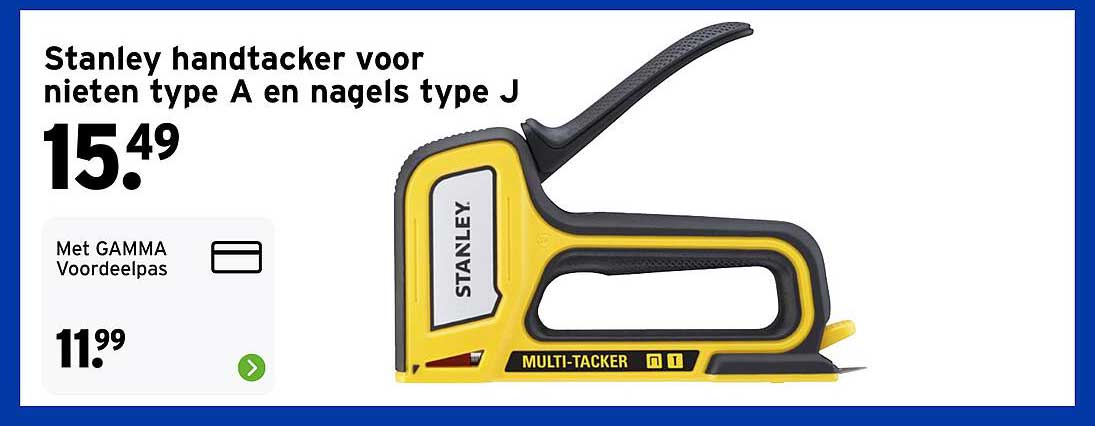 Stanley handtacker voor nieten type A en nagels type J