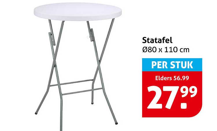 Statafel Ø80 x 110 cm PER STUK
