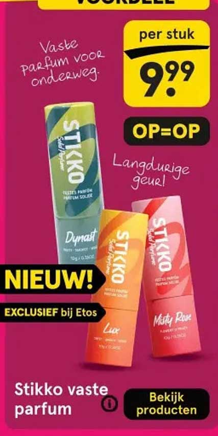 Stikko vaste parfum per stuk OP=OP