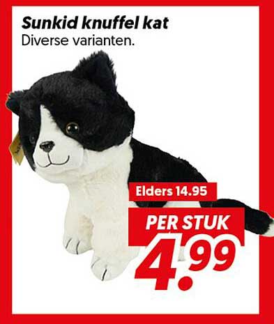Sunkid knuffel kat Diverse varianten.