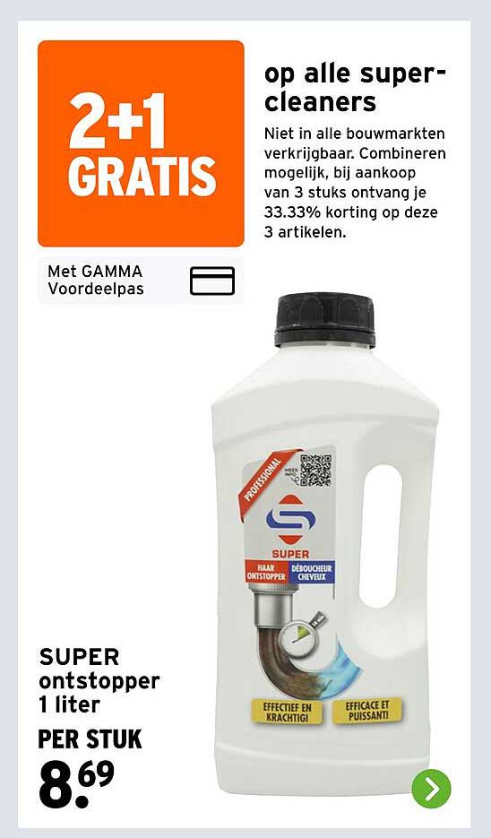 SUPER ontstopper 1 liter 2+1 GRATIS