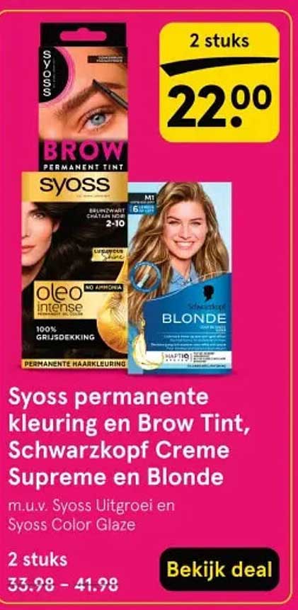 Syoss permanente kleuring en Brow Tint, Schwarzkopf Creme Supreme en Blonde
