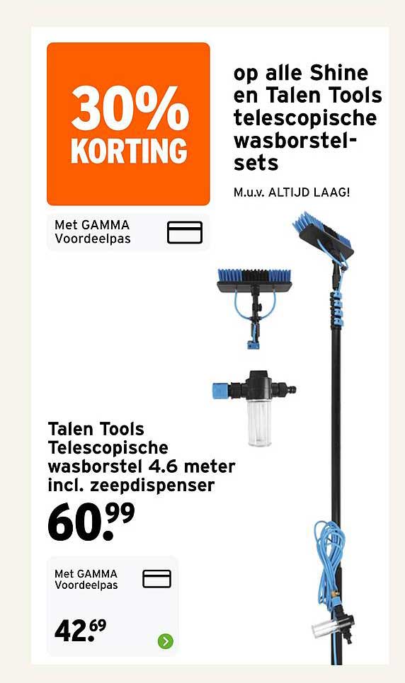 Talen Tools Telescopische wasborstel 4.6 meter incl. zeepdispenser