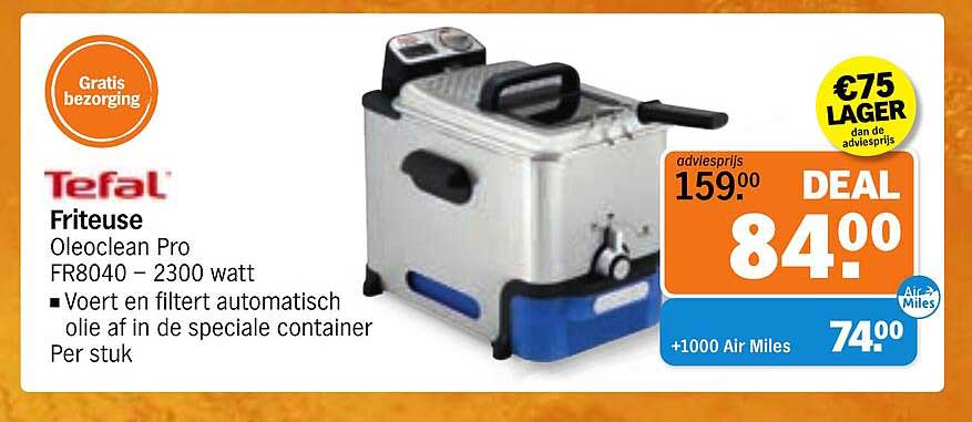 Tefal Friteuse Oleoclean Pro FR8040 – 2300 watt