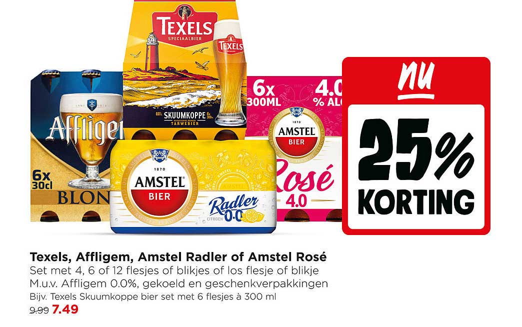 Texels, Affligem, Amstel Radler of Amstel Rosé 25% korting