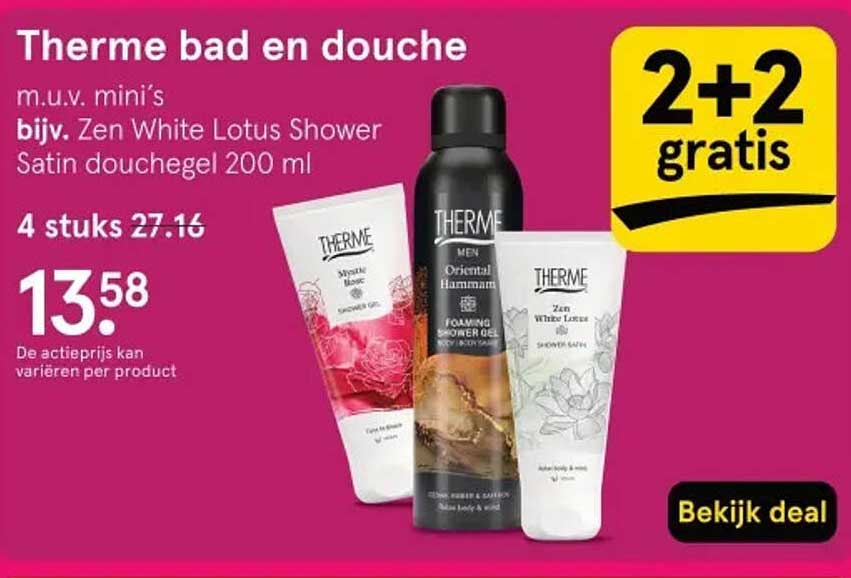 Therme bad en douche 2+2 gratis