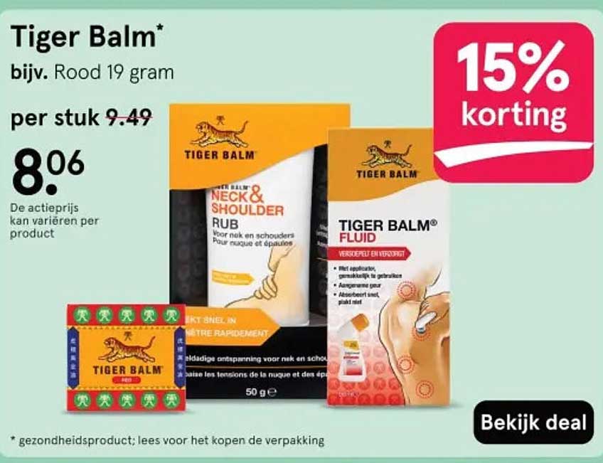 Tiger Balm* 15% korting
