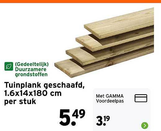 Tuinplank geschaafd, 1.6x14x180 cm per stuk