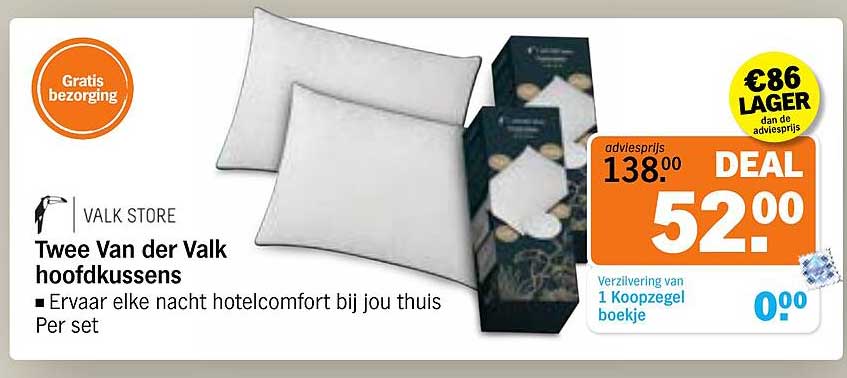 Twee Van der Valk hoofdkussens