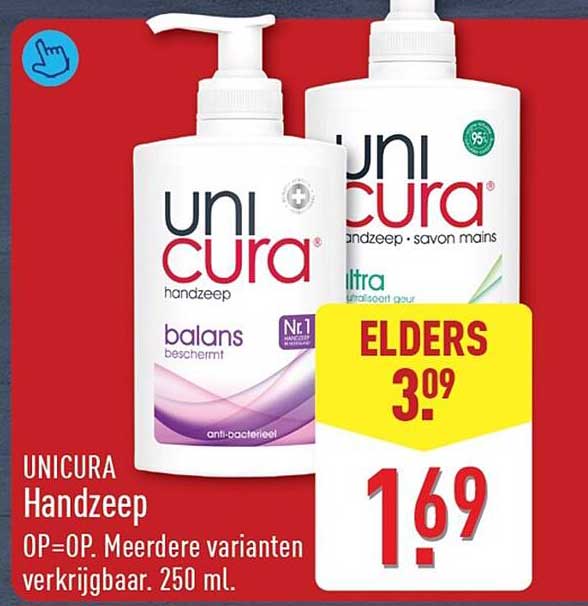 UNICURA Handzeep OP=OP. Meerdere varianten verkrijgbaar. 250 ml.