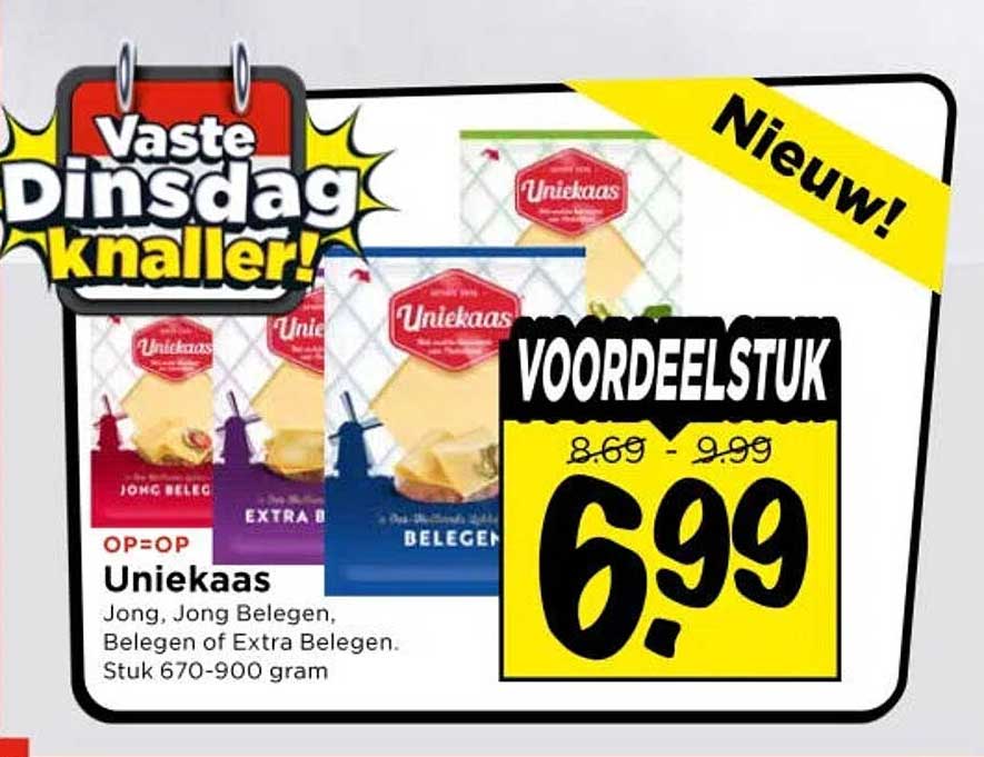 Uniekaas Jong, Jong Belegen, Belegen of Extra Belegen. Stuk 670-900 gram VOORDEELSTUK