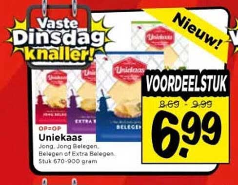 Uniekaas Jong, Jong Belegen, Belegen of Extra Belegen, Stuk 670-900 gram VOORDEELSTUK