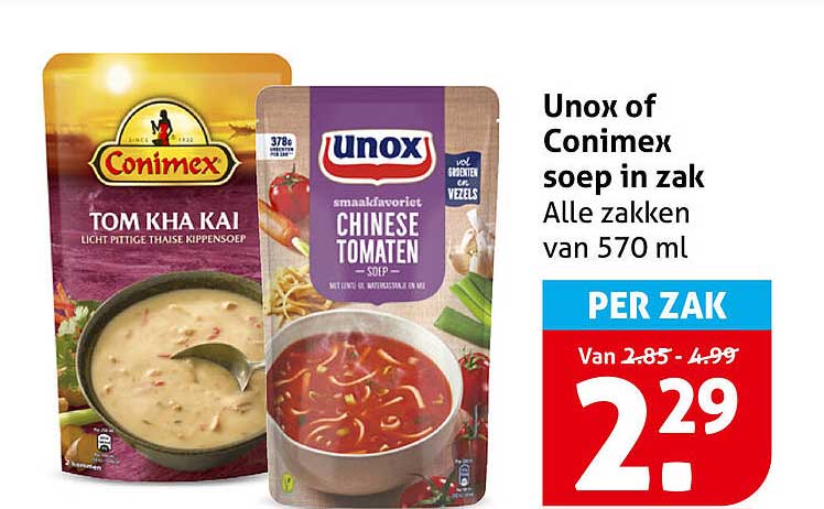 Unox of Conimex soep in zak Alle zakken van 570 ml PER ZAK