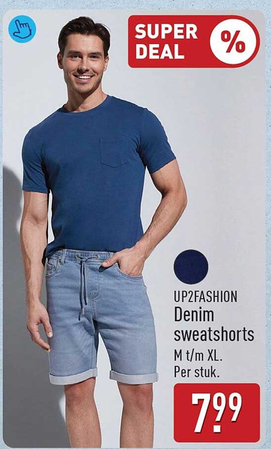 UP2FASHION Denim sweatshorts M t/m XL. Per stuk. SUPER DEAL %