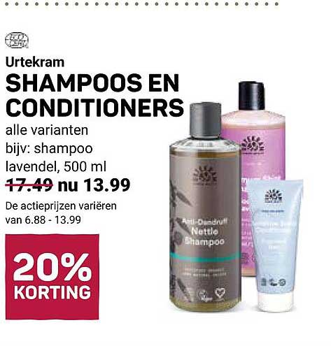 Urtekram SHAMPOOS EN CONDITIONERS alle varianten bijv: shampoo lavendel, 500 ml 20% KORTING