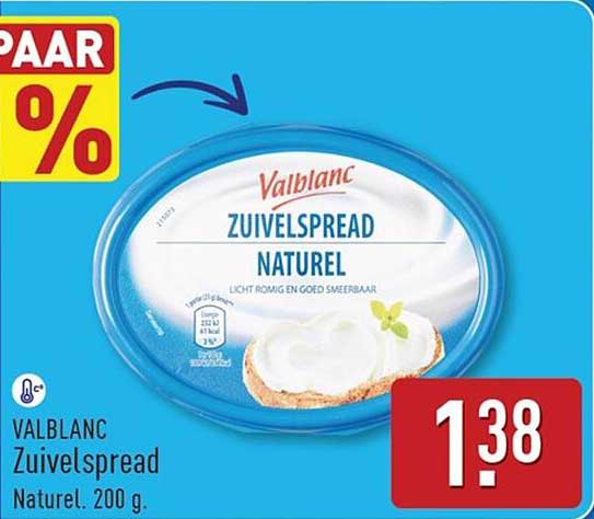 Valblanc Zuivelspread Naturel. 200 g.