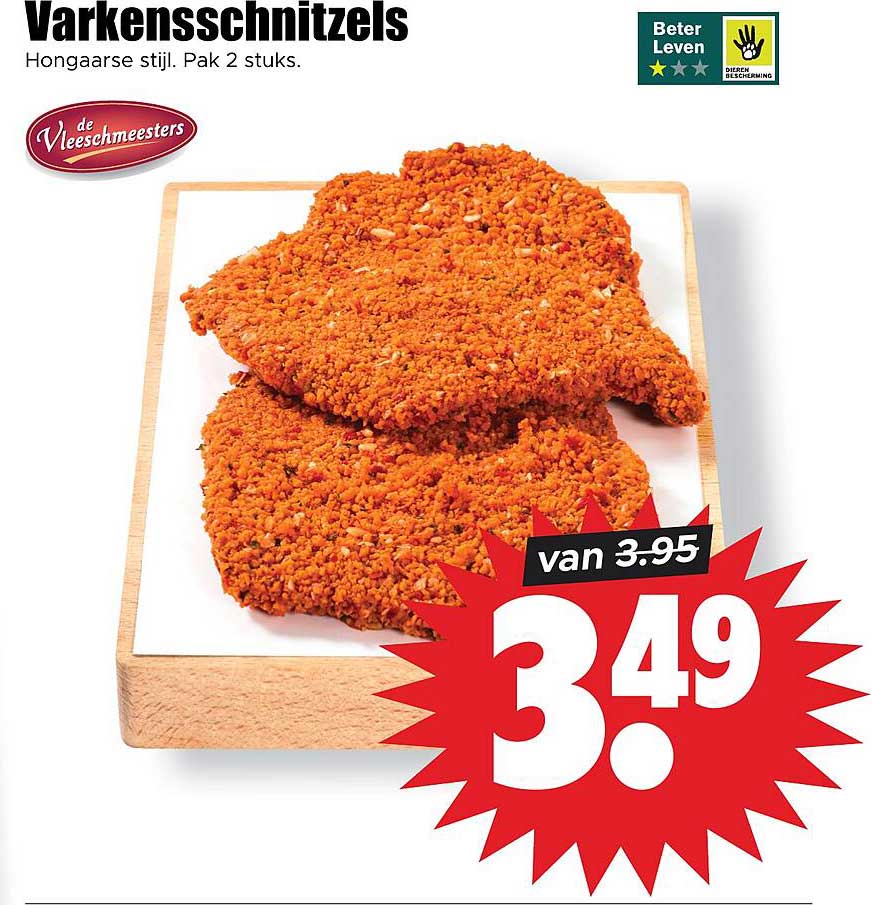 Varkensschnitzels Hongaarse stijl. Pak 2 stuks.