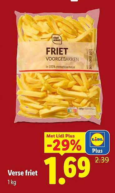 Verse friet 1 kg Met Lidl Plus -29%