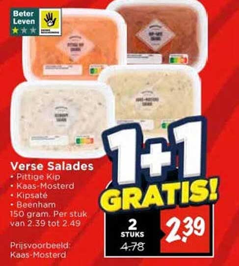 Verse Salades 1+1 GRATIS!
