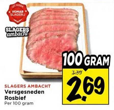 Versgesneden Rosbief Per 100 gram