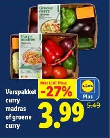 Verspakket curry madras of groene curry -27%