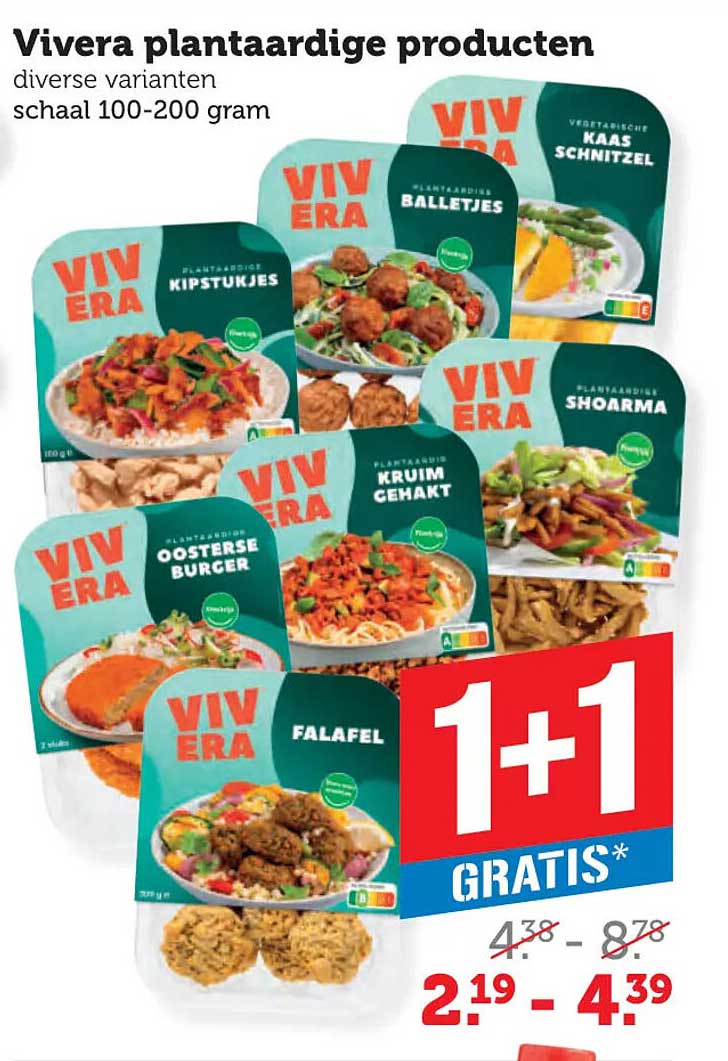 Vivera plantaardige producten diverse varianten schaal 100-200 gram 1+1 gratis