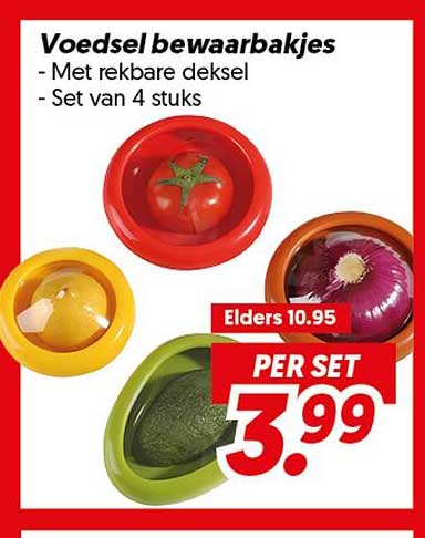 Voedsel bewaarbakjes - Met rekbare deksel - Set van 4 stuks