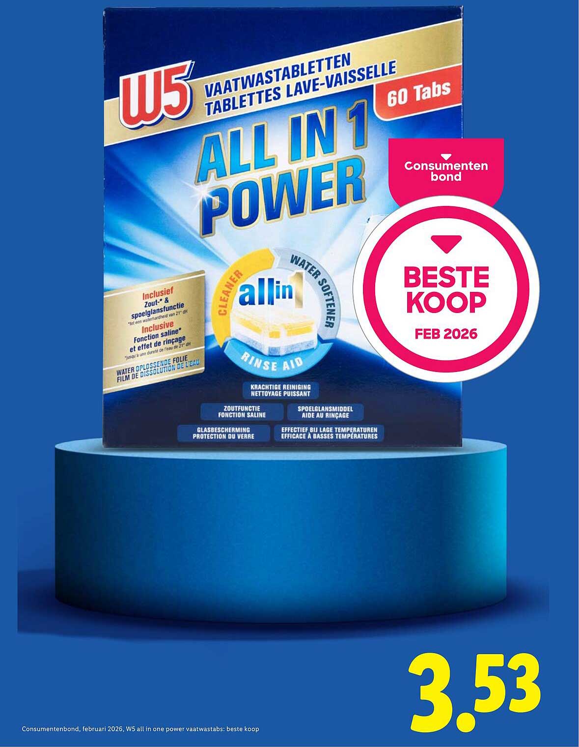 W5 all in 1 power vaatwastabletten 60 tabs