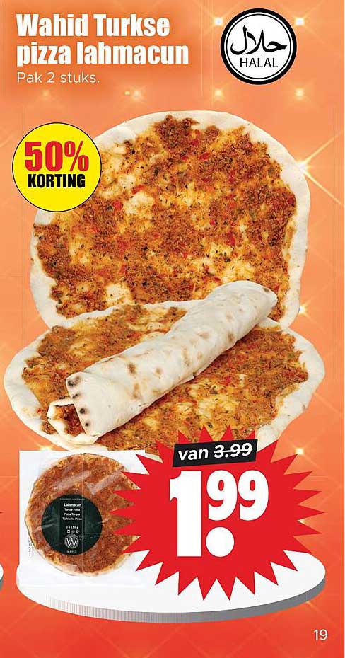 Wahid Turkse pizza lahmacun Pak 2 stuks 50% KORTING