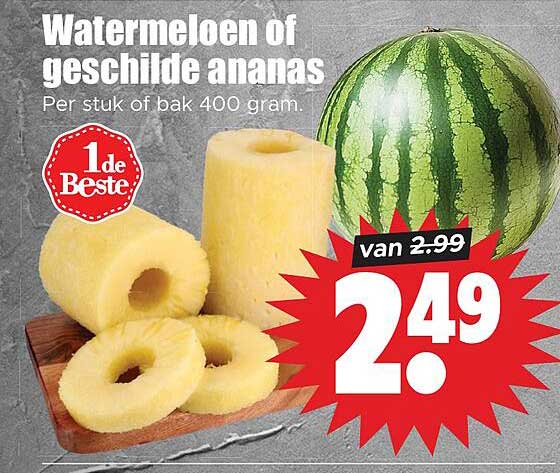 Watermeloen of geschild ananas