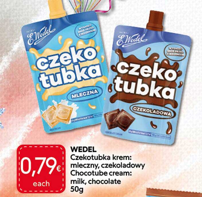 WEDEL Czekotubka krem: mleczny, czekoladowy Chocotube cream: milk, chocolate 50g