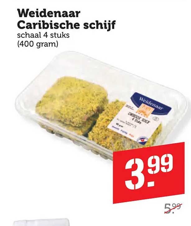 Weidenaar Caribische schijf schaal 4 stuks (400 gram)