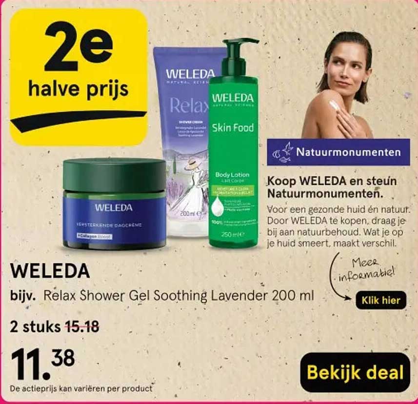 WELEDA bijv. Relax Shower Gel Soothing Lavender 200 ml 2e halve prijs