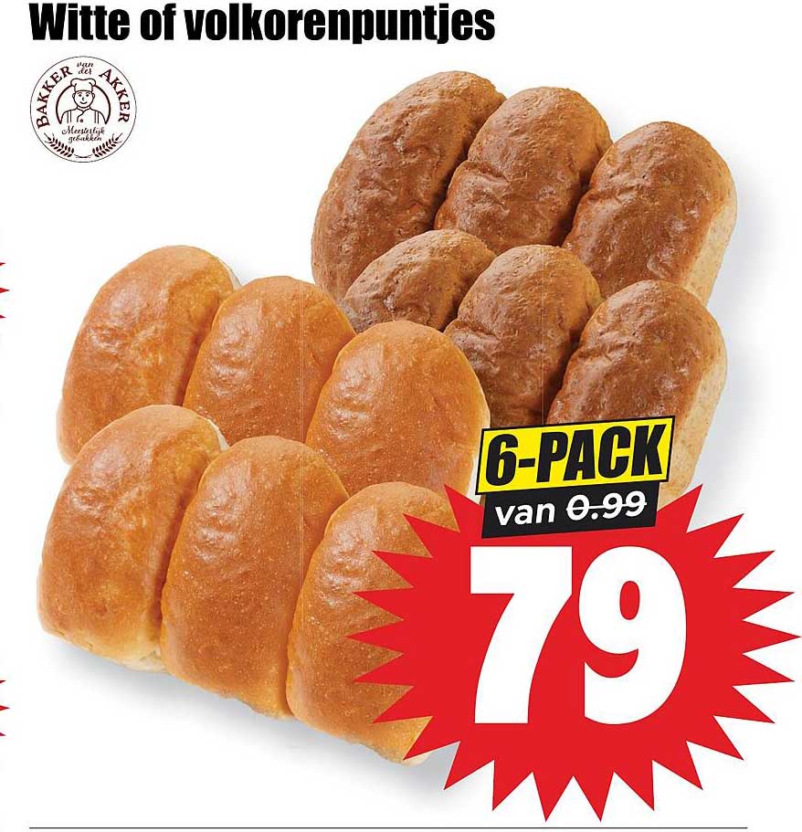 Witte of volkorenpuntjes 6-PACK