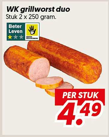 WK grillworst duo Stuk 2 x 250 gram.