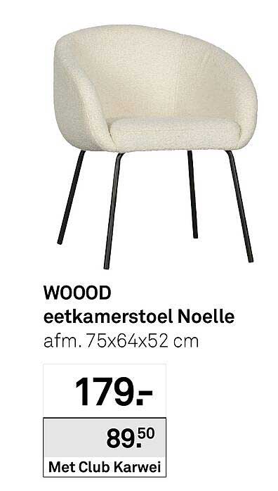 WOOOD eetkamerstoel Noelle afm. 75x64x52 cm